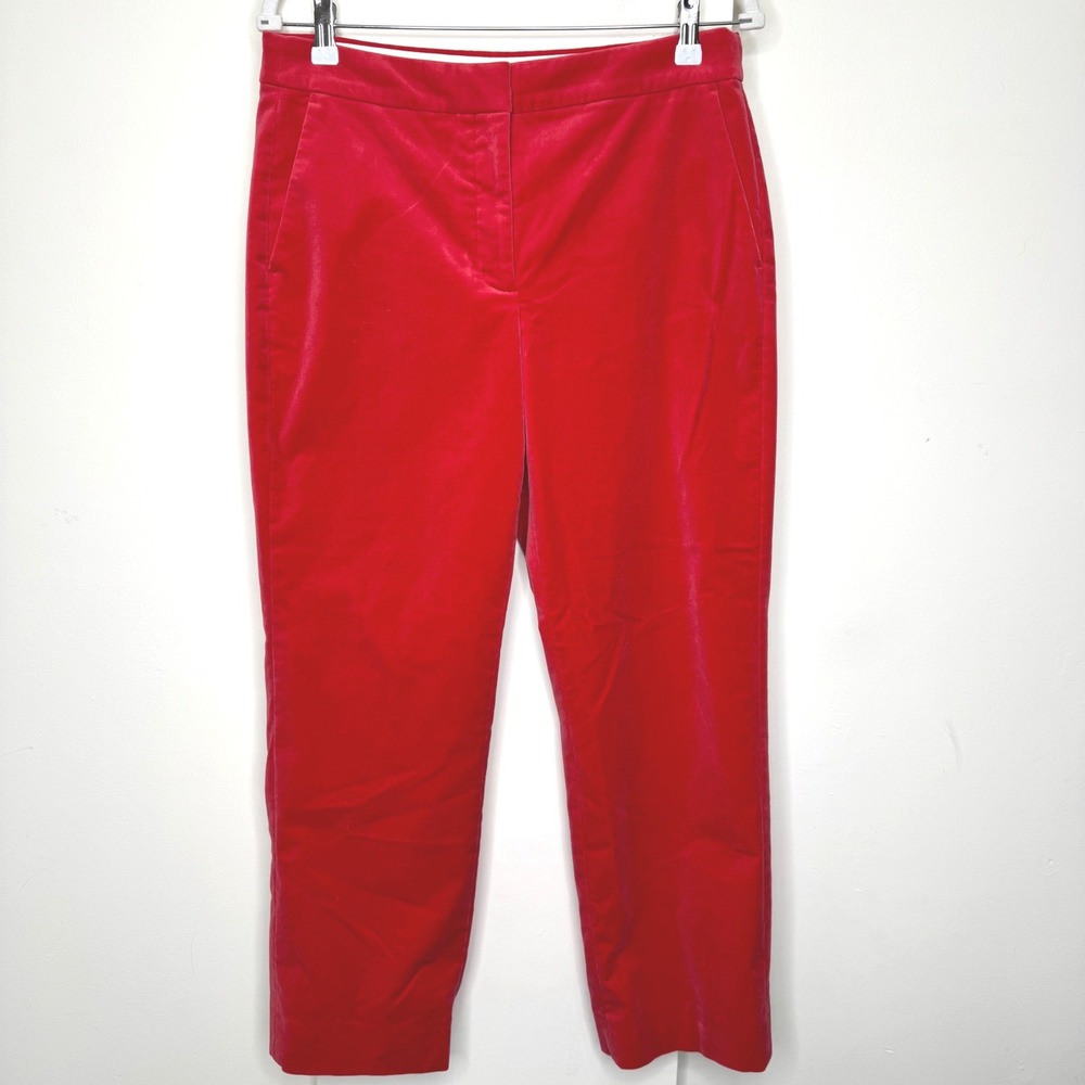 J. Crew Kate Velvet Trousers Size 8 Red